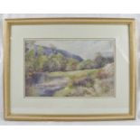 Charles Adams (1859-1931) - 'Rural river landscape', watercolour, signed, 27cm x 42cm, framed.