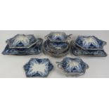 A Victorian blue and white part dinner service by F & Sons Argyle of Burslem. Comprising twelve