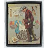 Charles Wilton (Scottish, 1916-2000) - 'French street vendor', oil on canvas, signed, label verso