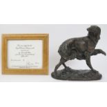 A Royal Worcester bronze Borzoi dog by Kenneth Potts, circa 1975. Leather framed certificate