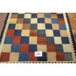 South West Persian Qashqai Kilim chequer board effect rug, vibrant colours in good condition. 188