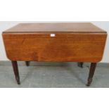 A William IV mahogany Pembroke table, housing a single cock-beaded drawer and dummy drawer, on