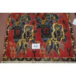 South West Persian Qashqai rug, colourful rug, repeat pattern on a bold red ground. Good