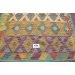 Anatolian Turkish Kilim rug, good strong vibrant colours with diamond pattern. Good condition. 197 x