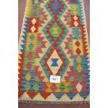 Anatolian Turkish Kilim, good strong vibrant colours and central diamond patterns. In good