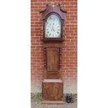 A Regency Period mahogany and oak cased 8-day striking longcase clock, the hood with swan-neck