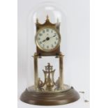 A German Badische 400 Day Anniversary torsion pendulum clock with glass dome. With an enamelled