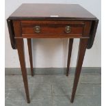 A Regency Period mahogany Pembroke table of small proportions, with reeded edge and single cock-