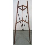 An antique oak folding artist’s easel by Windsor & Newton stamped ‘Hatherley patent’, with height