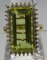 Large elongated octagon cut Brazilian Quartz gemstone statement ring. Size Q/R. 25 x 15mm overall