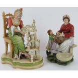 Two German porcelain figurines, late 19th/20th century. Comprising a Sitzendorf porcelain seated