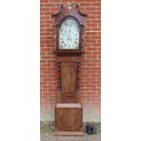 A Regency Period mahogany and oak cased 8-day striking longcase clock, the hood with swan-neck