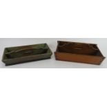 Two wooden cutlery trays with carry handles, late 19th/early 20th century. (2 items) 36.8 cm length,