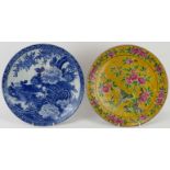 Two Japanese porcelain chargers, early/mid 20th century. Comprising a polychrome enamelled charger