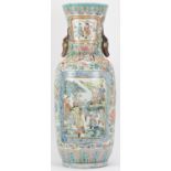 A large Chinese famille rose polychrome enamelled vase, early 20th century. Modelled with deer