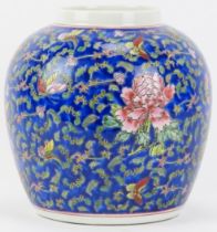 A large Chinese famille rose polychrome painted ginger jar, 20th century. Decorated with