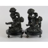 Two French bronze figural groups by Claude Michel Clodion (1783 - 1814). Both supported on