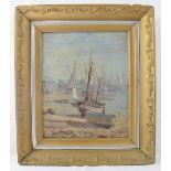 Emily Chase (late 19th/early 20th century) - 'Fishing boats and harbour scene', oil on canvas,