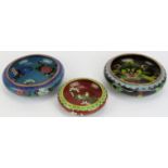 Three Chinese cloisonné enamelled bowls, 20th century.