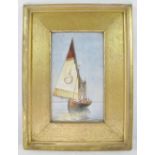 Desideri (19th century) - 'Continental fishing boat', watercolour, signed, 23cm x 13cm, framed.