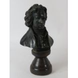 A bronzed bust of the classical music composer Beethoven, late 19th century. 28.5 cm height.