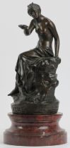 A Susan Ruth Canton bronze of ’Hebe’ from Greek mythology, late 19th century. Supported on a rouge