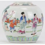 A Chinese famille rose polychrome painted ginger jar, late 19th/early 20th century. Decorated with a