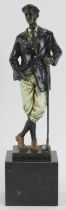 After Franz Bergmann - An Austrian cold painted bronze sculptural figure of a golfer, 20th