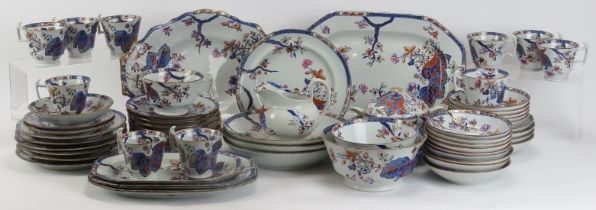 A Victorian Copeland Spode tobacco leaf pattern extensive tea service, 19th century. Including tea