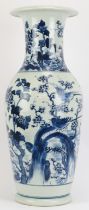 A large Chinese blue and white porcelain baluster vase, early 20th century. Decorated with birds and