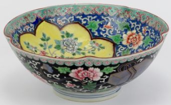 An unusual Chinese polychrome enamelled bowl, late 19th/early 20th century.