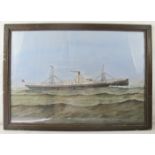 J Middleton (1904) - 'Steam ship Winkfield at sea', gouache, signed and dated 1904, 49cm x 72cm,