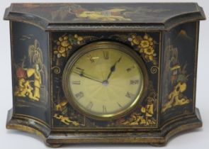 A chinoiserie gilt lacquer decorated mantle clock, early 20th century. Condition report: Some age