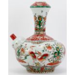 A Chinese famille verte porcelain kendi wine bottle, 20th century.