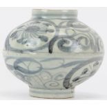 A Chinese blue and white provincial blue and white porcelain jar, possibly late Ming dynasty period.