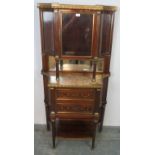 An antique mahogany & brass display in the Louis XVI taste by Edwards & Roberts, with inset red