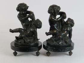 Two French bronze figural groups by Claude Michel Clodion (1783 - 1814). Both supported on