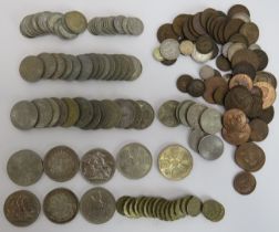 A collection of British pre and post decimal coins, 20th century. (Quantity). Condition report: