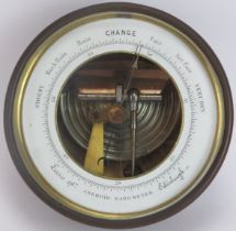 A Scottish aneroid barometer by Lennie Opticians of Edinburgh, late 19th/early 20th century. 13.6 cm