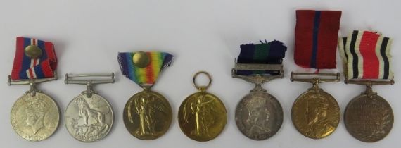 A group of British WWI and WWII military medals, The General Service medal with Cyprus Bar, a