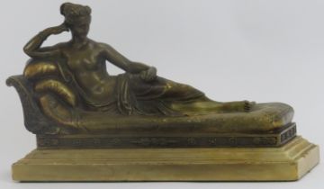 A French Neo-classical bronze sculpture of Pauline Borghese Bonaparte as Venus Victorious