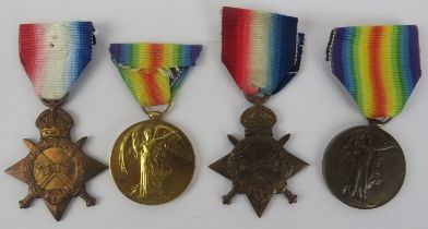 Two WWI British military medal duos. Comprising a 1914-15 Star and The Victory Medal awarded to E