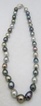 An AAAA Tahitian Southsea pearl necklace, approx 13mm x 10mm. The drop shaped pearls have an