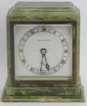 A Mappin & Webb Ltd onyx cased mantle clock, early 20th century. 15 cm height. Condition report: