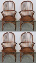 Four good quality 19th century style medium oak Windsor chairs, by Titchmarsh & Goodwin, the spindle