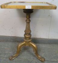 A 19th century Italian gilt gesso occasional table, having inset tapestry top, on a tapering