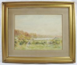 Charles Andrew Sellar (1856 - 1926) - 'Rural river landscape', watercolour, signed, 28cm x38cm,