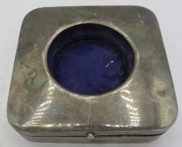 A silver pocket watch case, Sheffield 1914, with blue liners and heavy metal base. Silver weight
