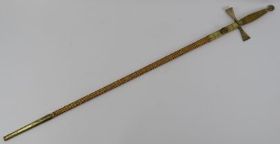 A Masons ceremonial gilt brass and steel bladed dress sword, late 19th/early 20th century. With a