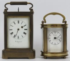 Two brass carriage clocks, early and late 20th century. Maker’s marks W Schonberger and Forum to the